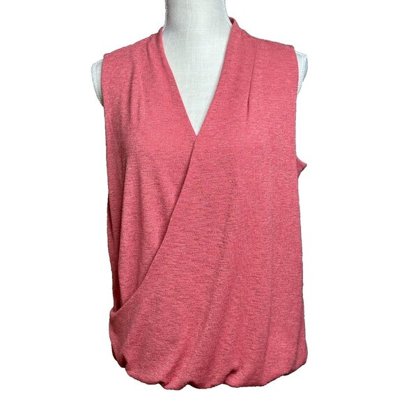 Liz Claiborne Top Chatleston Pink Criss Cross Wrap V neck Business Size Medium - Picture 1 of 11